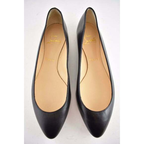 Christian Louboutin Eloise Black Nappa Shiny Leather Ballerina Ballet Flat 35 - Picture 7 of 12